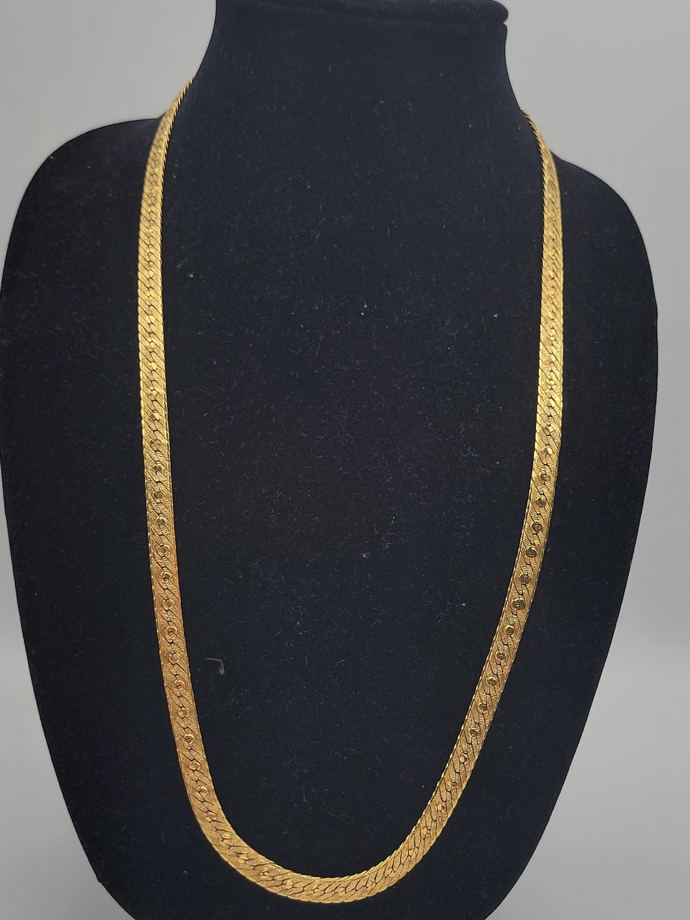 Gold Tone Women's Flat Herringbone Heavy Thick Unique Chain Necklace